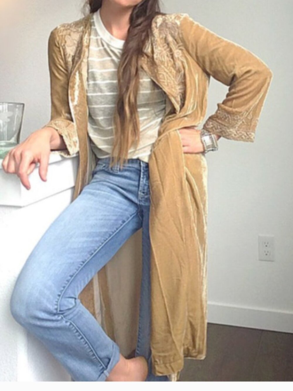 Johnny‎ Was Magdalene Velvet Midi Coat Size Medium